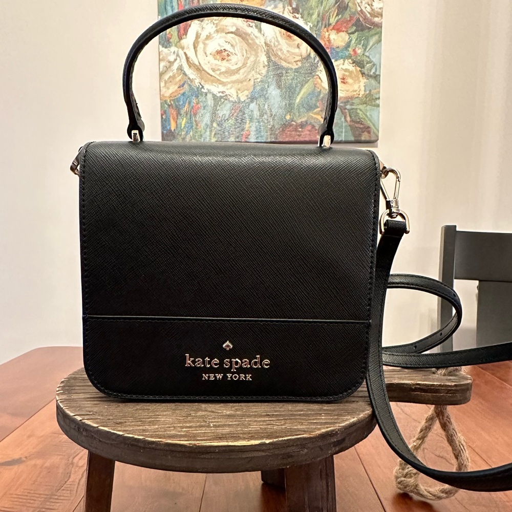 Kate Spade black purse, removable cross body strap.